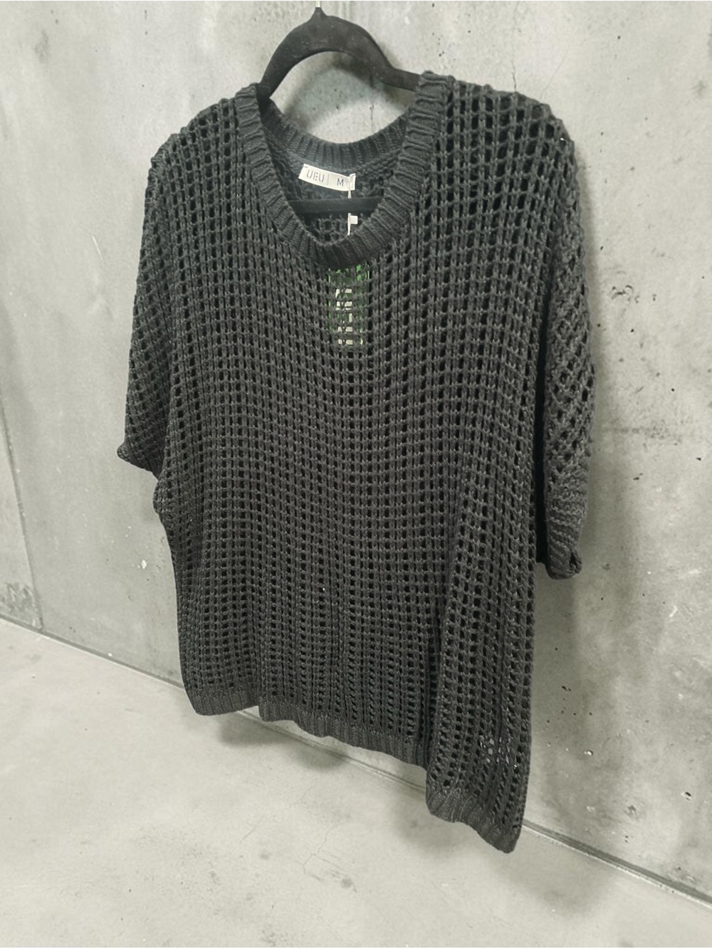 NWT | UEU | Open-Knit Black Short Sleeve Top | Size Med